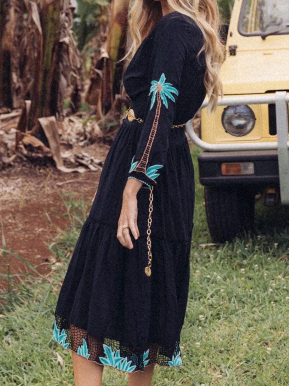NWOT Chasing Unicorns 🌴 Night Palm dress Small - Picture 5 of 13